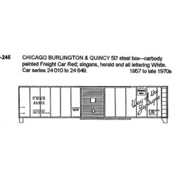 CDS DRY TRANSFER S-245  CHICAGO BURLINGTON & QUINCY 50' BOXCAR - S SCALE
