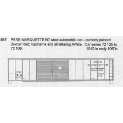 CDS DRY TRANSFER HO-547  PERE MARQUETTE 50' DOUBLE DOOR BOXCAR - HO SCALE