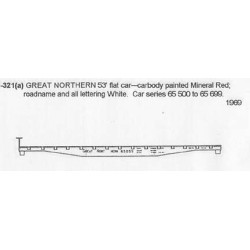 CDS DRY TRANSFER S-321  GREAT NORTHERN 53' FLAT CAR - S SCALE