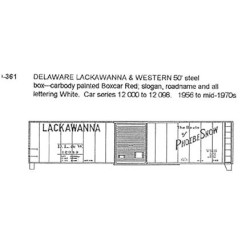 CDS DRY TRANSFER N-361  DELAWARE LACKAWANNA & WESTERN 50' BOXCAR - N SCALE