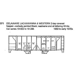CDS DRY TRANSFER O-371  DELAWARE LACKAWANNA & WESTERN 2 BAY COVERED HOPPER - O SCALE