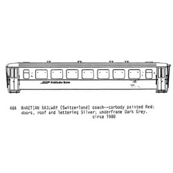 CDS DRY TRANSFER O-464  RHAETIAN RAILWAY PASSENGER CAR - O SCALE