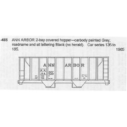CDS DRY TRANSFER N-485 ANN ARBOR 2 BAY COVERED HOPPER - N SCALE