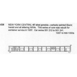 CDS DRY TRANSFER N-536  NEW YORK CENTRAL 46' GONDOLA - N SCALE