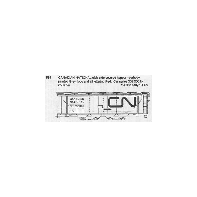 CDS DRY TRANSFER N-539 CANADIAN NATIONAL 4 BAY COVERED HOPPER - N SCALE