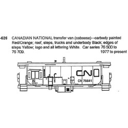 CDS DRY TRANSFER N-626 CANADIAN NATIONAL CABOOSE - N SCALE