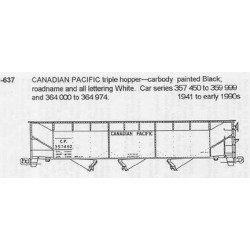 CDS DRY TRANSFER N-637 CANADIAN PACIFIC 3 BAY HOPPER - N SCALE