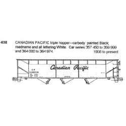 CDS DRY TRANSFER N-638 CANADIAN PACIFIC 3 BAY HOPPER - N SCALE