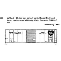 CDS DRY TRANSFER N-639  WABASH 40'  BOXCAR - N SCALE