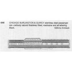 CDS DRY TRANSFER S-645  CHICAGO BURLINGTON & QUINCY PASSENGER CAR - S SCALE