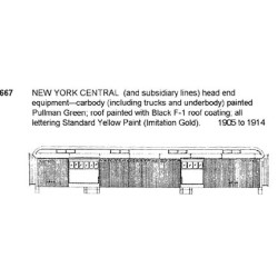 CDS DRY TRANSFER N-667  NEW YORK CENTRAL HEAD END PASSENGER TRAIN CARS - N SCALE