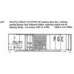CDS DRY TRANSFER N-677  PACIFIC GREAT EASTERN 40' BOXCAR - N SCALE