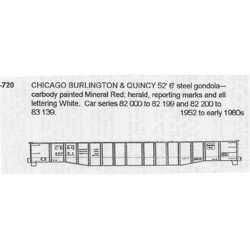 CDS DRY TRANSFER S-720  CHICAGO BURLINGTON & QUINCY 52'6" GONDOLA - S SCALE