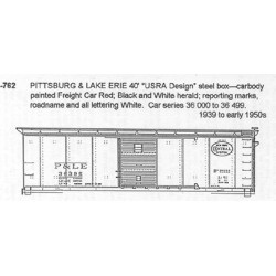 CDS DRY TRANSFER S-762  PITTSBURGH & LAKE ERIE 40' BOXCAR - S SCALE