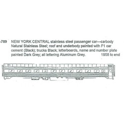 CDS DRY TRANSFER S-789  NEW YORK CENTRAL PASSENGER CARS - S SCALE