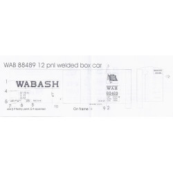 BLACK CAT DECAL - BC208 - WABASH 40' WELDED 12 PANEL BOXCAR