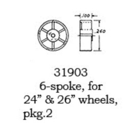 PSC 31903 - WHEEL CENTERS - 6 SPOKE 24" OR 26" WHEELS - HO SCALE