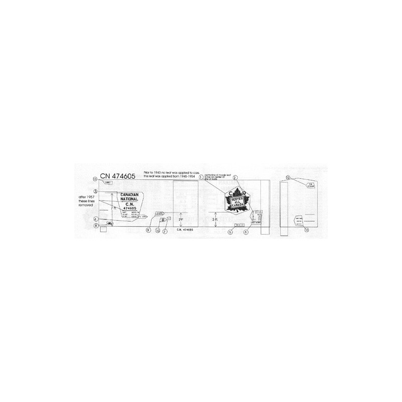 BLACK CAT DECAL - BC111-S - CANADIAN NATIONAL 40' BOXCAR - 10'IH - S SCALE