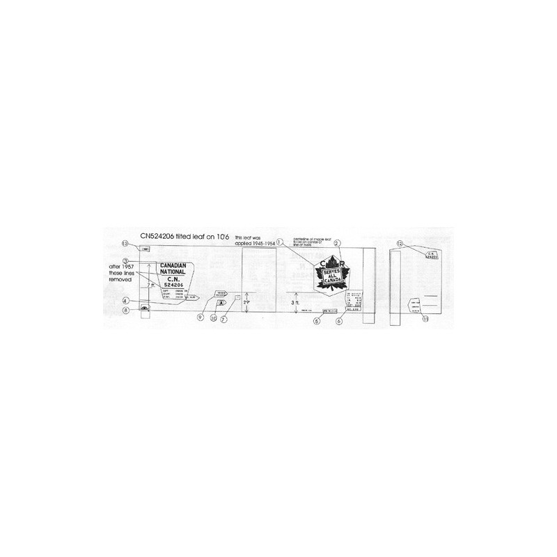 BLACK CAT DECAL - BC115-S - CANADIAN NATIONAL 40' BOXCAR - 10'6"IH - S SCALE
