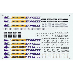 GARY BECK DECALS GB2 - BOMBARDIER BI-LEVEL COACHES - WEST COAST EXPRESS - HO SCALE
