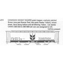 CDS DRY TRANSFER N-211NOS  CANADIAN WHEAT BOARD 4 BAY COVERED HOPPER - N SCALE
