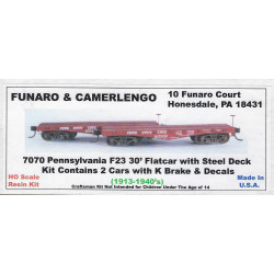 FUNARO & CAMERLENGO 7070 - PENNSYLVANIA F23 30' FLAT CAR KIT - HO SCALE