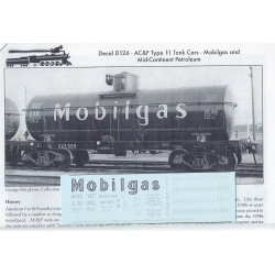 SPEEDWITCH MEDIA DECAL D126 - MOBILGAS ACF TYPE 11 TANK CAR - HO SCALE