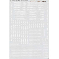 MICROSCALE DECAL 70021 - ALPHABET CONDENSED GOTHIC WHITE - N SCALE