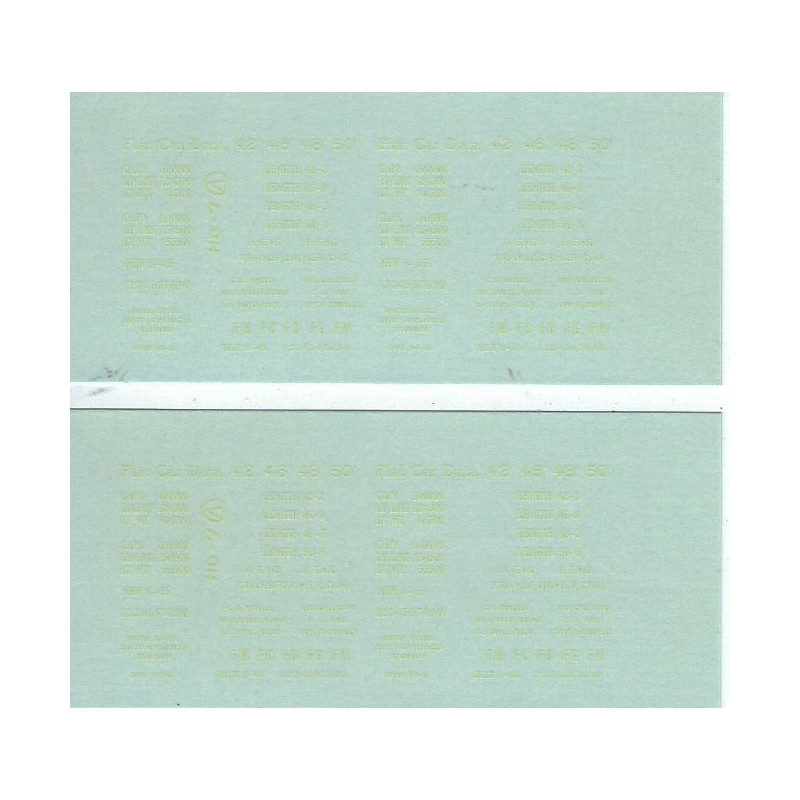 CHAMP DECALS SD-7 FLAT CAR DATA 50 AND 70 TON  S GAGE DECAL SET NEW 2-3 
