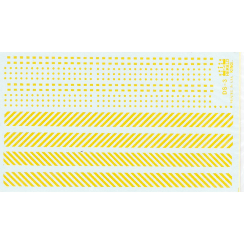 HERALD KING DECAL DS-3 - YELLOW DIESEL SIDE SILL HASH MARKS - HO SCALE