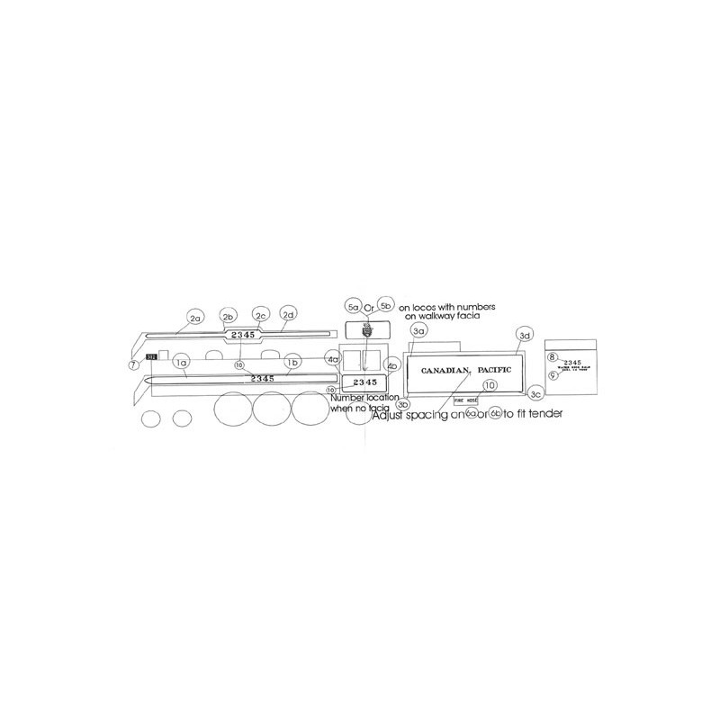 BLACK CAT DECAL - BC051 - CANADIAN PACIFIC STEAM LOCOMOTIVE - HO SCALE