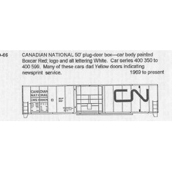 CDS DRY TRANSFER N-66NOS CANADIAN NATIONAL 50' BOXCAR - N SCALE