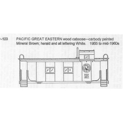 CDS DRY TRANSFER N-123NOS  PACIFIC GREAT EASTERN WOOD CABOOSE - N SCALE