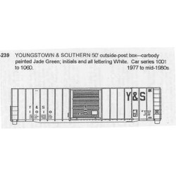 CDS DRY TRANSFER N-239NOS  YOUNGSTOWN & SOUTHERN 50' BOXCAR - N SCALE