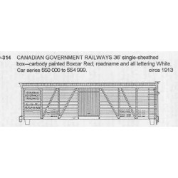 CDS DRY TRANSFER N-314NOS CANADIAN GOVERNMENT RAILWAYS 36' BOXCAR - N SCALE