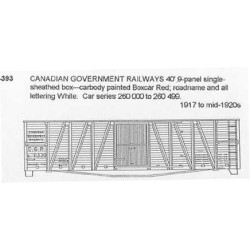 CDS DRY TRANSFER N-393NOS CANADIAN GOVERNMENT RAILWAYS 40' BOXCAR - N SCALE