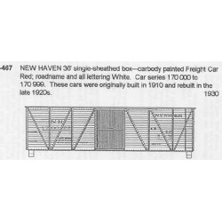 CDS DRY TRANSFER N-467NOS  NEW HAVEN 36' BOXCAR - N SCALE