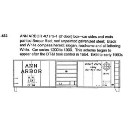 CDS DRY TRANSFER N-483NOS ANN ARBOR 40' BOXCAR - N SCALE