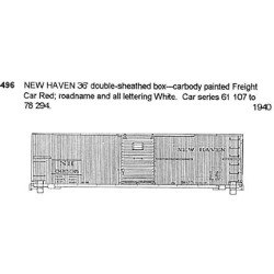 CDS DRY TRANSFER N-496NOS  NEW HAVEN 36' BOXCAR - N SCALE