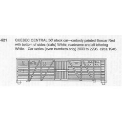 CDS DRY TRANSFER N-521NOS  QUEBEC CENTRAL 36' STOCK CAR - N SCALE