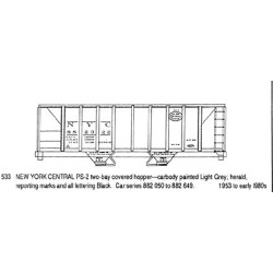 CDS DRY TRANSFER N-533NOS  NEW YORK CENTRAL 2 BAY COVERED HOPPER - N SCALE