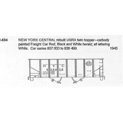 CDS DRY TRANSFER N-534NOS  NEW YORK CENTRAL 2 BAY HOPPER - N SCALE