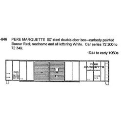 CDS DRY TRANSFER N-546NOS  PERE MARQUETTE 50' DOUBLE DOOR BOXCAR - N SCALE