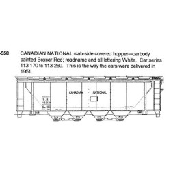 CDS DRY TRANSFER N-558NOS CANADIAN NATIONAL 4 BAY COVERED HOPPER - N SCALE