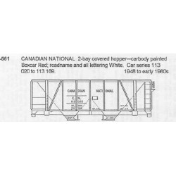 CDS DRY TRANSFER N-561NOS CANADIAN NATIONAL 2 BAY COVERED HOPPER - N SCALE
