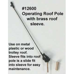 BOWSER 12600 OPERATING FORM 11 TROLLEY ROOF POLE WITH PIVOT - HO SCALE 3/16"