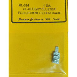 DETAILS WEST RL-366 - DIESEL LOCOMOTIVE SOUTHERN PACIFIC REAR LIGHT CLUSTER - FLAT BACK - HO SCALE