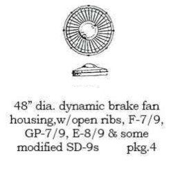 PSC 3992 - DIESEL LOCOMOTIVE 48" DYNAMIC BRAKE FAN - HO SCALE