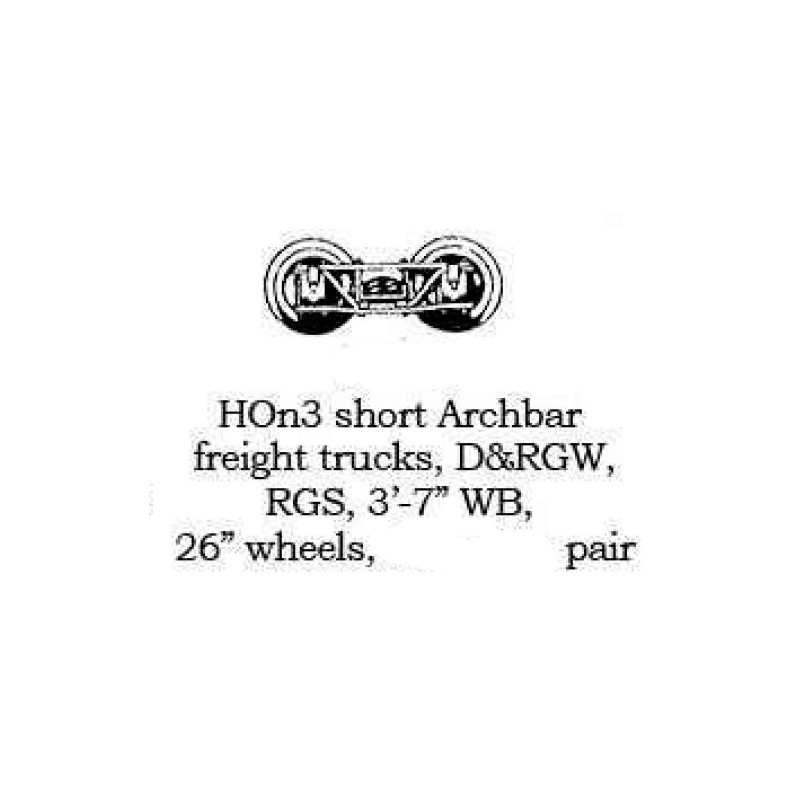 PSC 31787 - HOn3 SHORT ARCHBAR TRUCK KIT - RGS - D&RGW - 3'7" WHEELBASE - HOn3