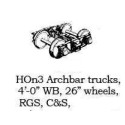 PSC 3492 - HOn3 ARCH BAR TRUCK KIT -  RGS - C&S - 4' WHEELBASE - HOn3